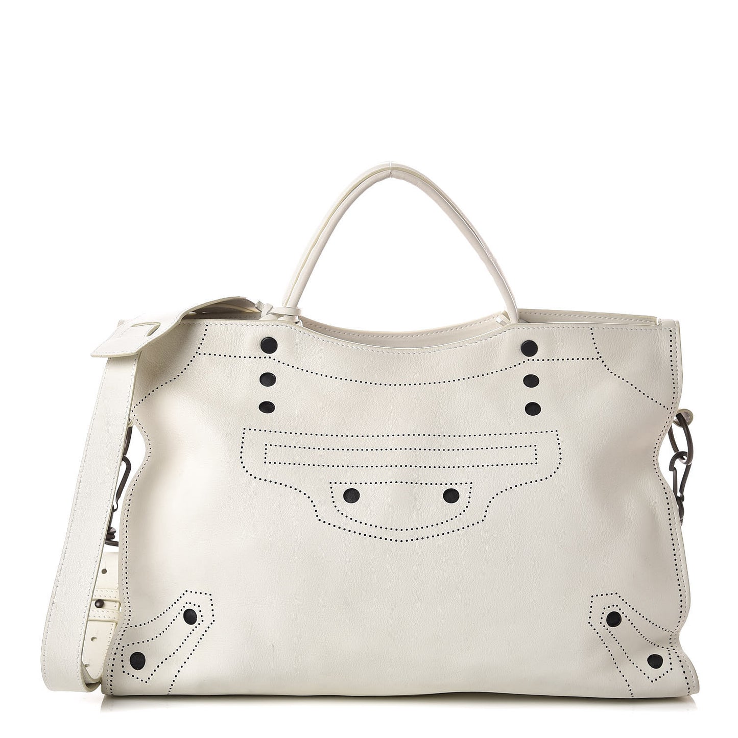 Veau Soyeux Bi-Color Perforated Blackout Hardware City White Black