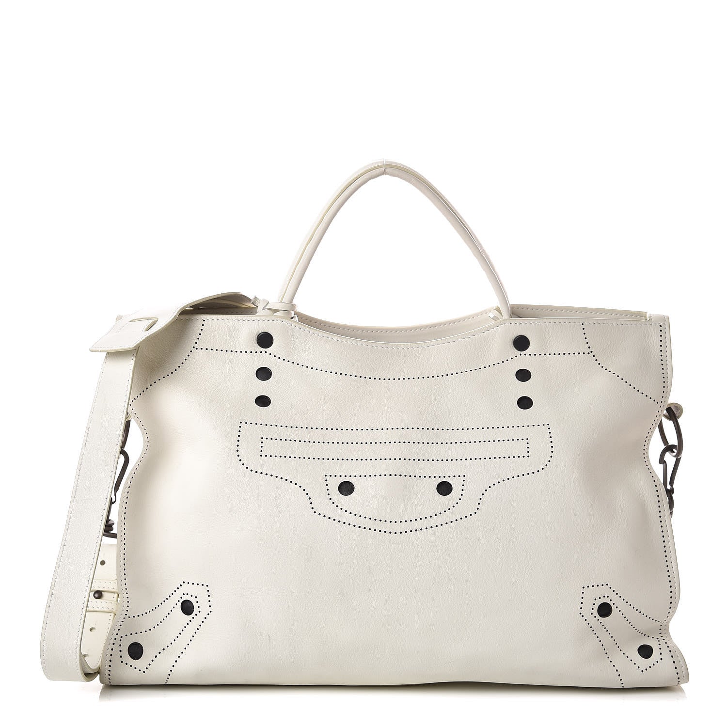 Balenciaga Veau Soyeux Bi-Color Perforated Blackout Hardware City White Black 1 of 15