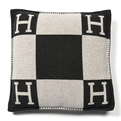 Hermes Wool Cashmere Avalon Pillow PM Ecru Gris Fonce 1 of 3