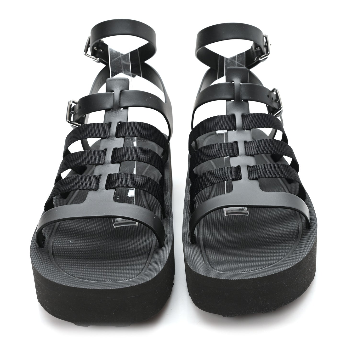 Calfskin Nylon Jupiter Sandals 40 Black