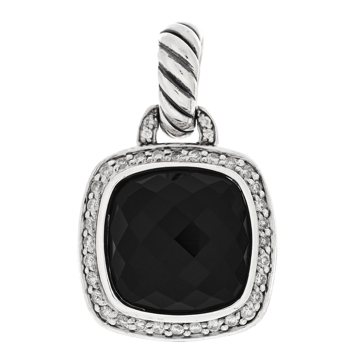 Sterling Silver Diamond Black Onyx 14mm Albion Enhancer Pendant