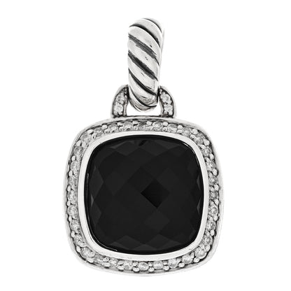 David Yurman Sterling Silver Diamond Black Onyx 14mm Albion Enhancer Pendant 1 of 3