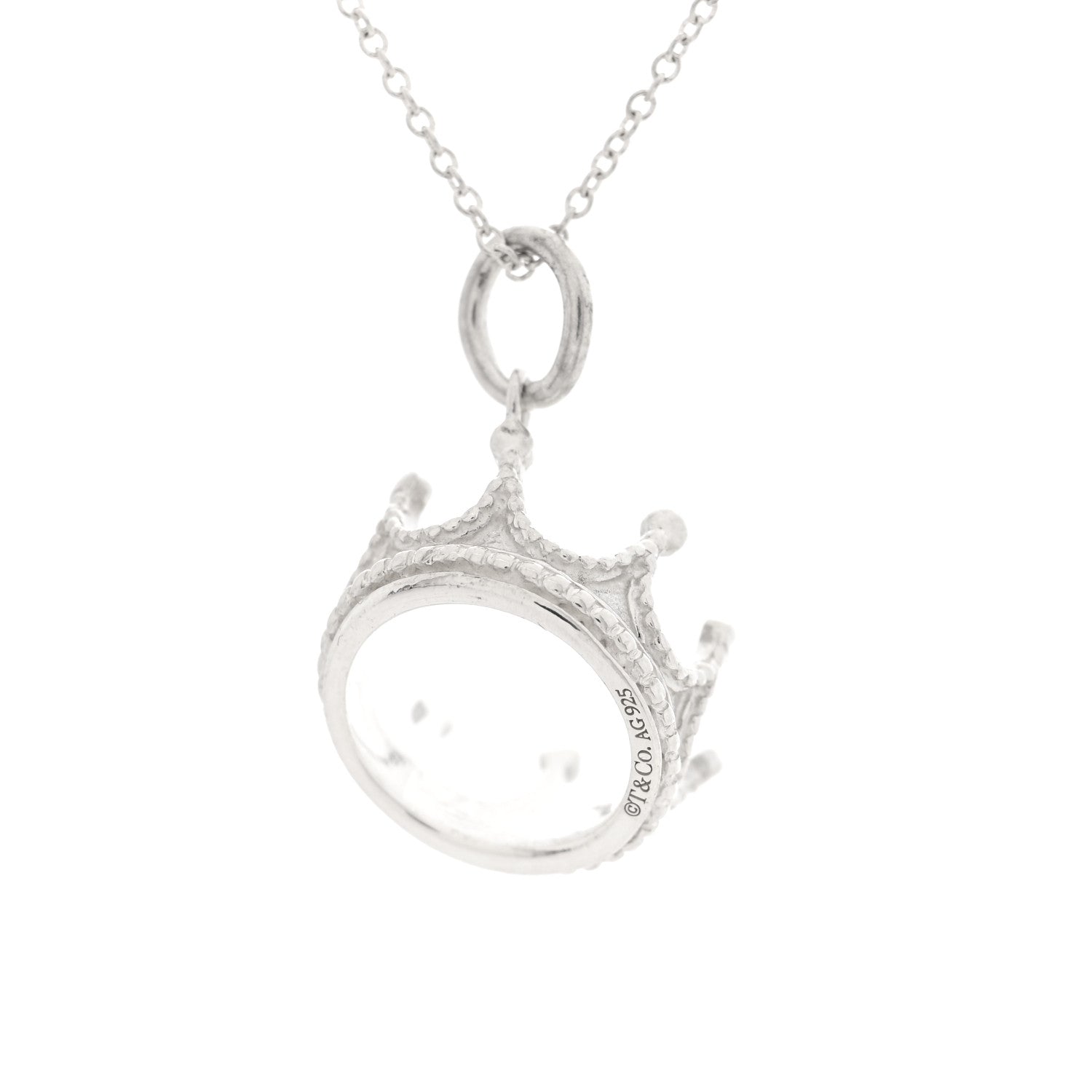 Tiffany Sterling Silver Crown Charm Necklace 4 of 5