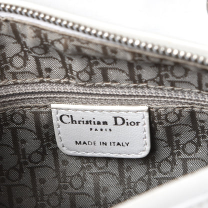 Christian Dior Lambskin Stitched Woven Medium Lady Dior White 6 of 16