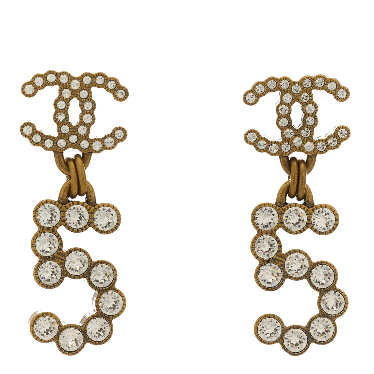Metal Crystal City of Lights No 5 Drop Earrings Gold