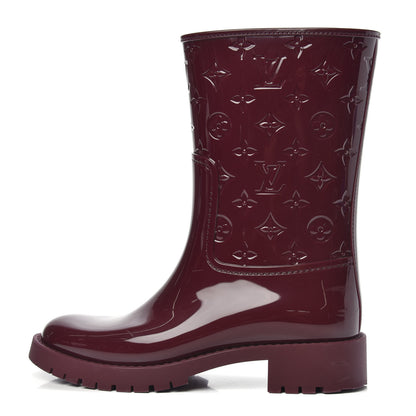 Louis Vuitton Rubber Embossed Monogram Drops Flat Half Boots 39 Burgundy 1 of 9