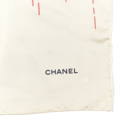 Chanel Silk CC Square Scarf Beige Blue Multicolor 2 of 4