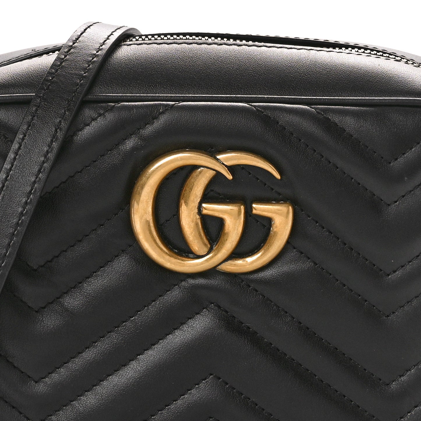 Calfskin Matelasse Small GG Marmont Chain Shoulder Bag Black