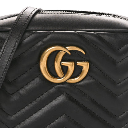 Gucci Calfskin Matelasse Small GG Marmont Chain Shoulder Bag Black 8 of 10