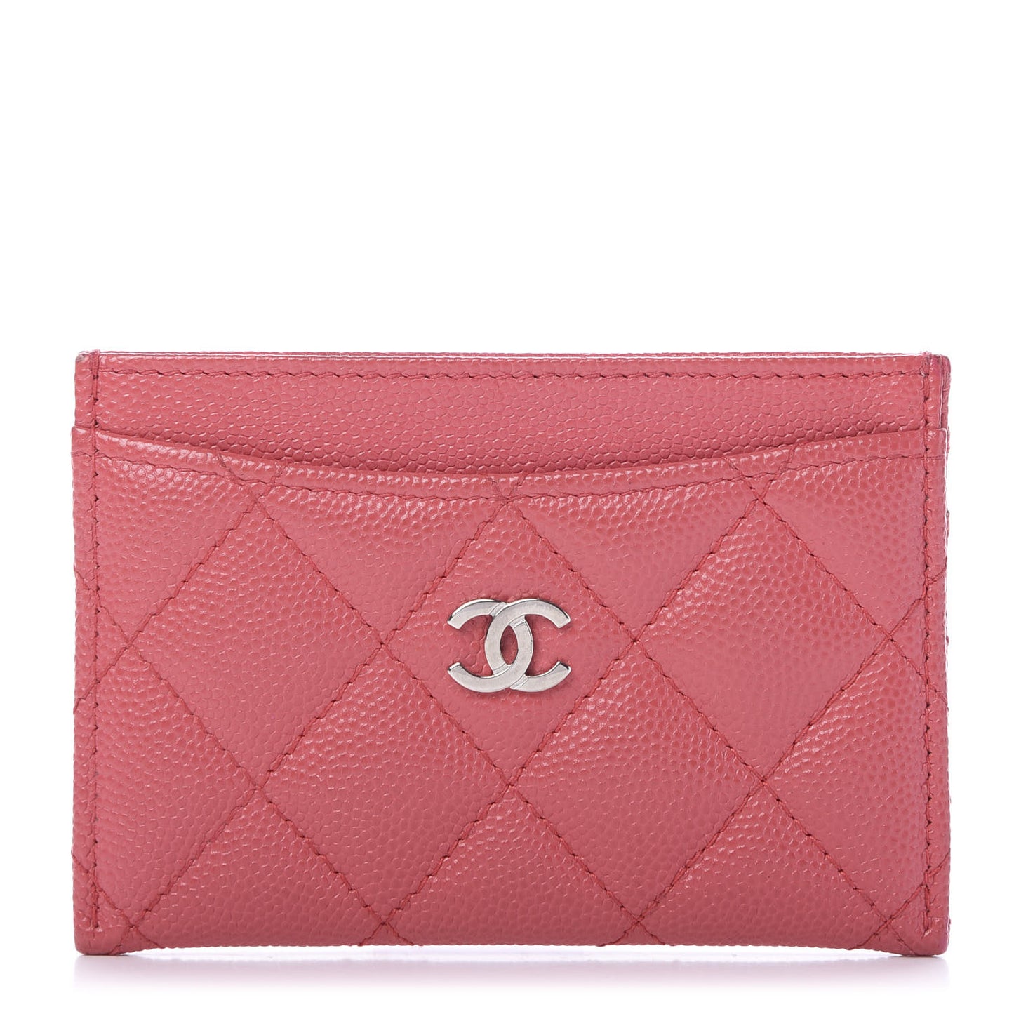 Caviar Quilted Card Holder Pink