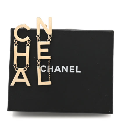 Chanel Metal Cha-Nel Logo Drop Earrings Gold 5 of 5