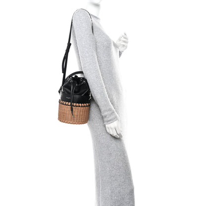 Saint Laurent Calfskin Wicker Small Bahia Bucket Bag Black 2 of 10