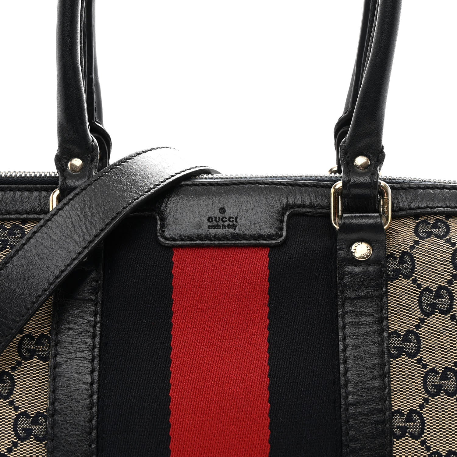 Gucci Monogram Vintage Web Medium Top Handle Bag Beige Blue 8 of 13