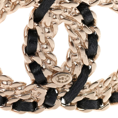 Chanel Crystal Lambskin Chain CC Vintage Allure Stud Earrings Black Gold 4 of 5