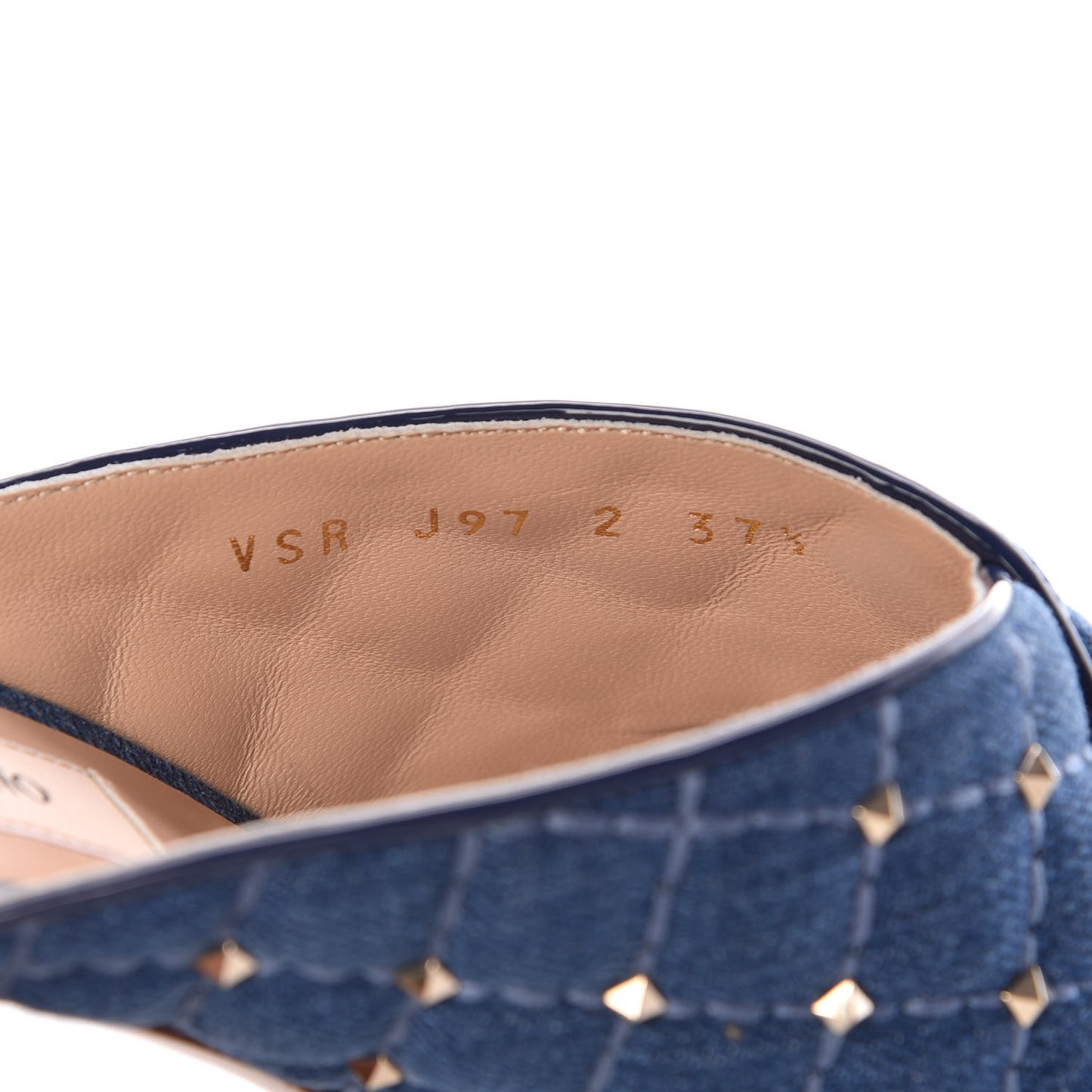 Denim Rockstud Spike Crisscross 90mm Slide Sandals 37.5 Light Denim