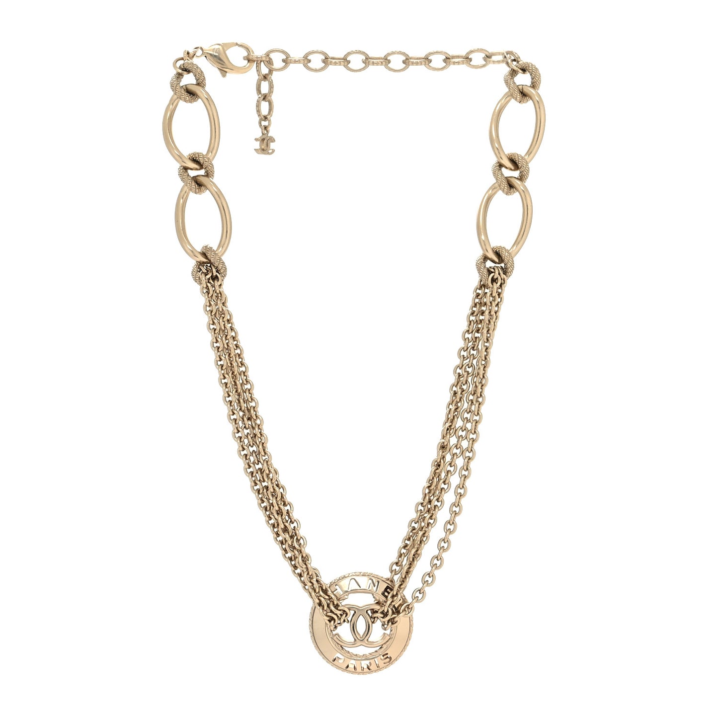 Metal Medallion Multi Chain Short Necklace Gold