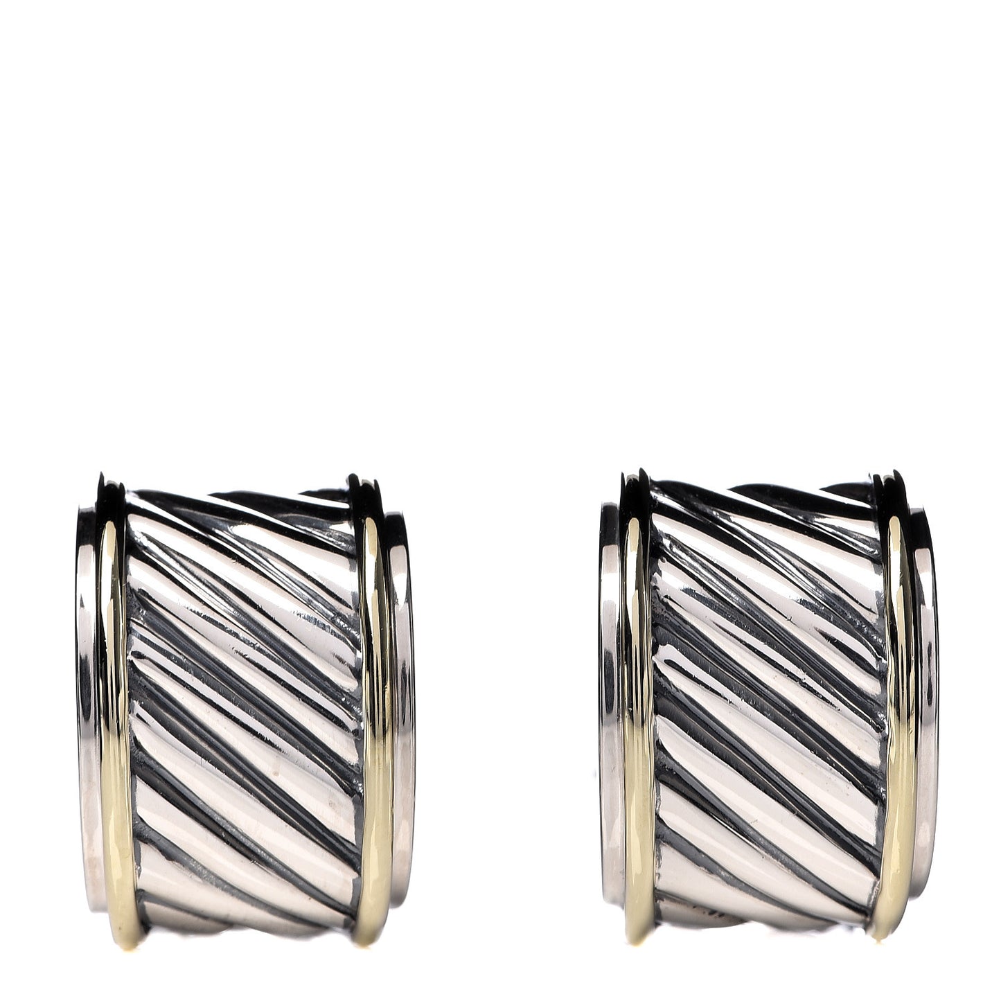 Sterling Silver 14K Yellow Gold Cable Classics Cigar Band Earrings