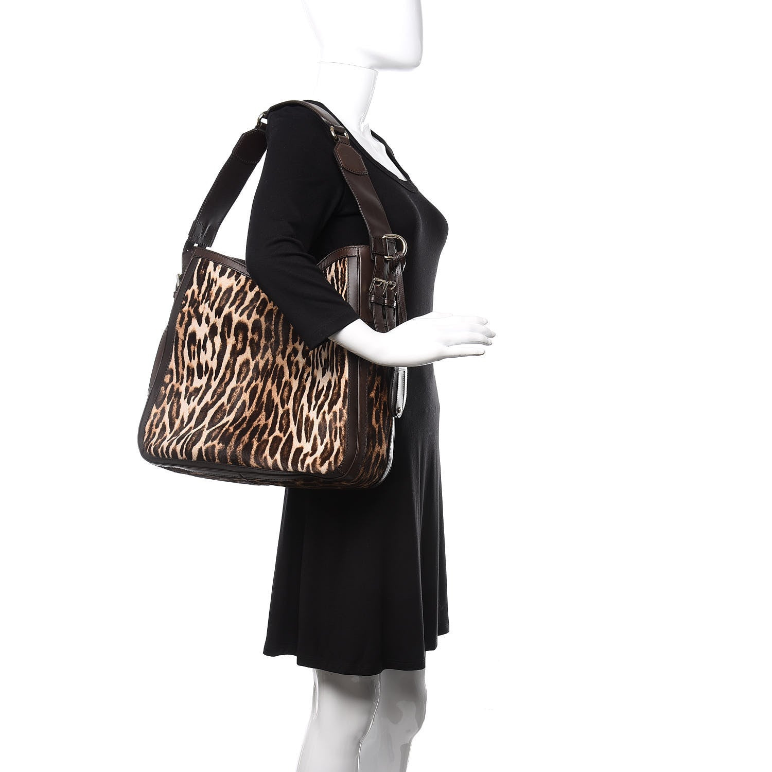 Gucci Calf Hair Leopard Print Medium Heritage Shoulder Bag Dark Brown 2 of 13