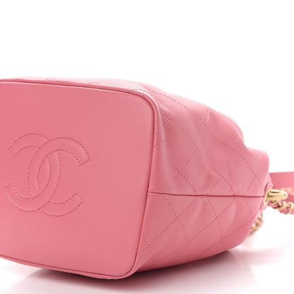 Chanel Lambskin Quilted Antique Signs Drawstring Bag Pink 9 of 9