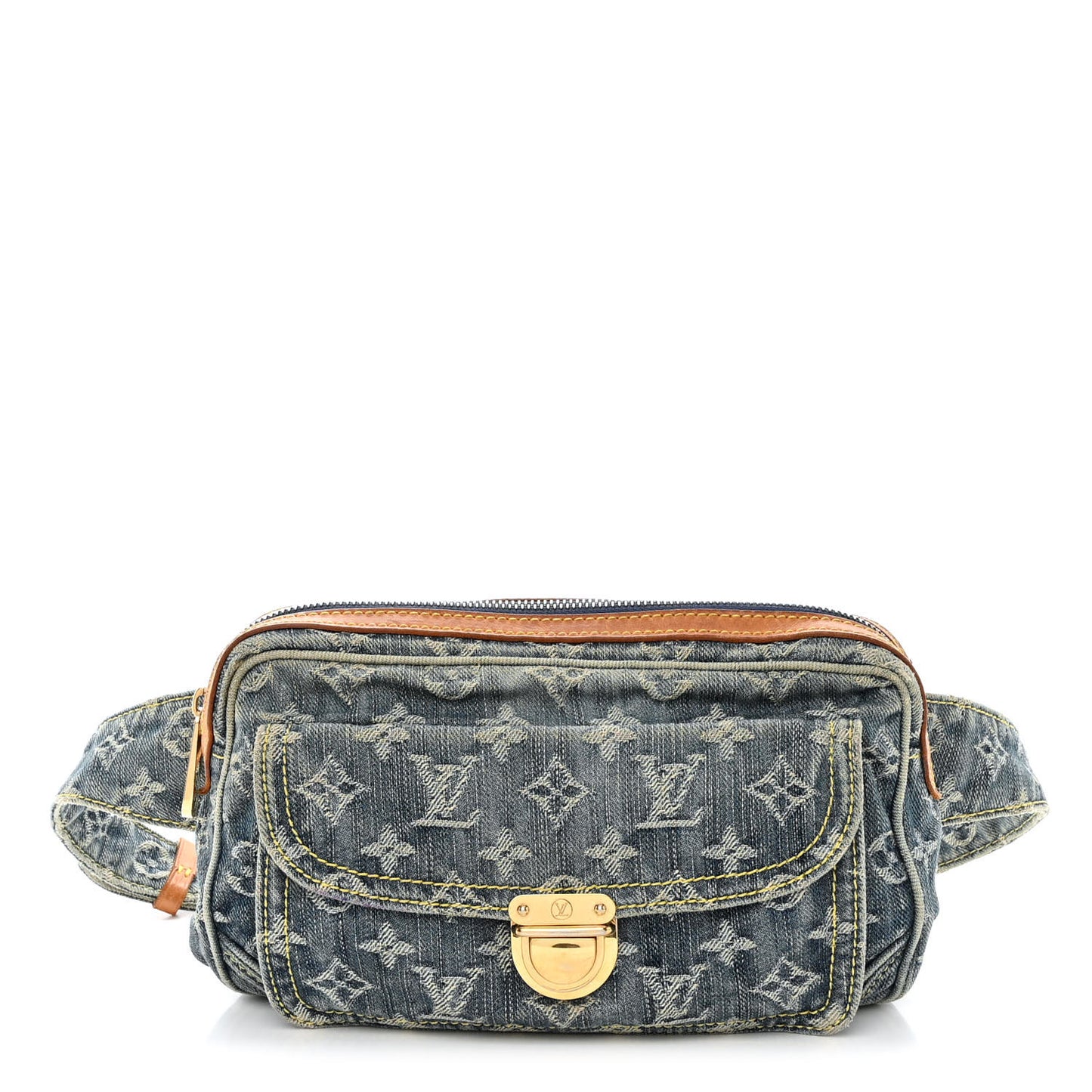 Monogram Denim Bum Bag Blue