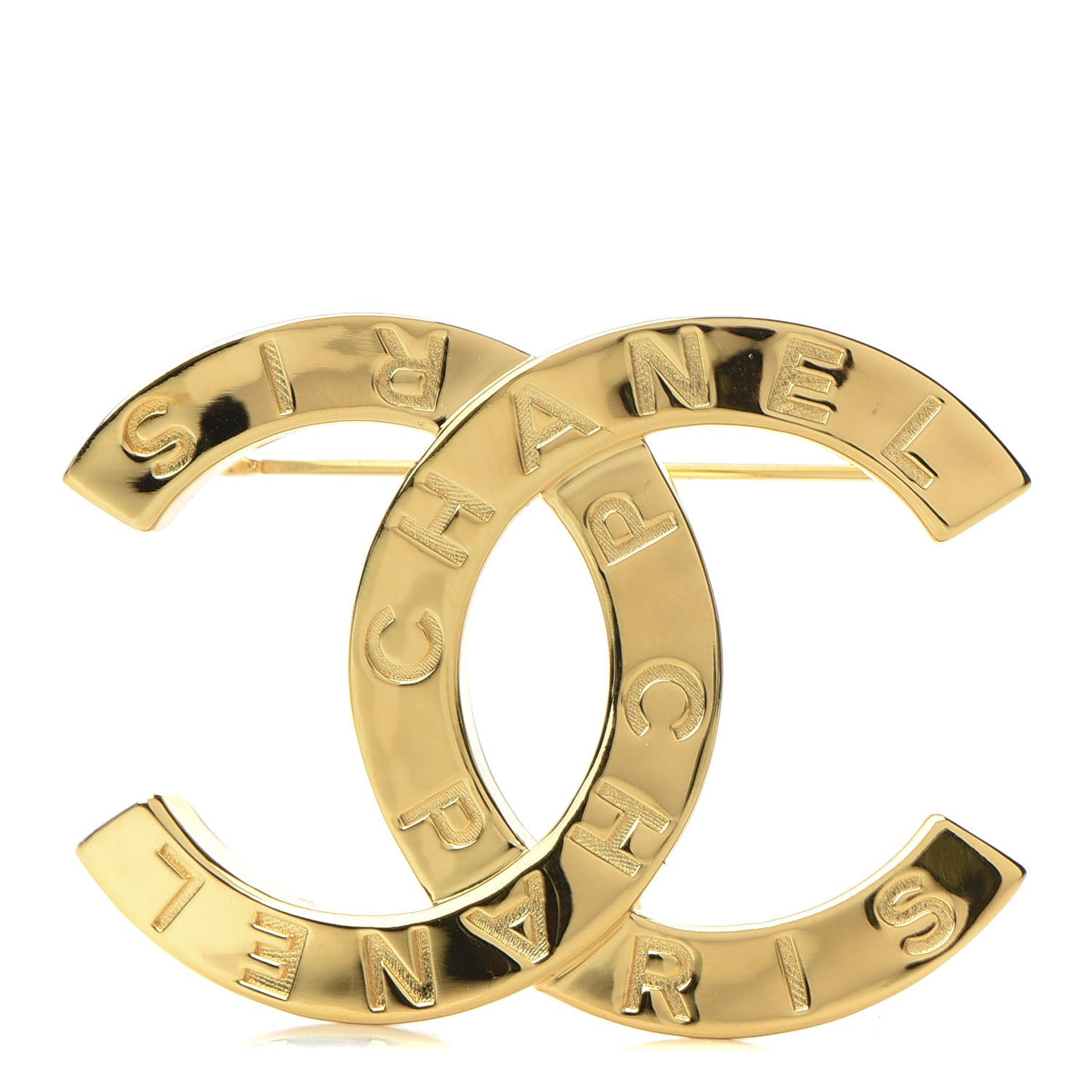 Metal Paris Button CC Large Brooch Gold