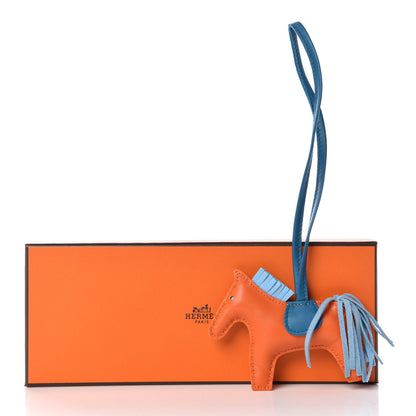 Hermes Milo Lambskin Grigri Rodeo Horse Bag Charm PM Feu Celeste Bleu Izmir 4 of 4