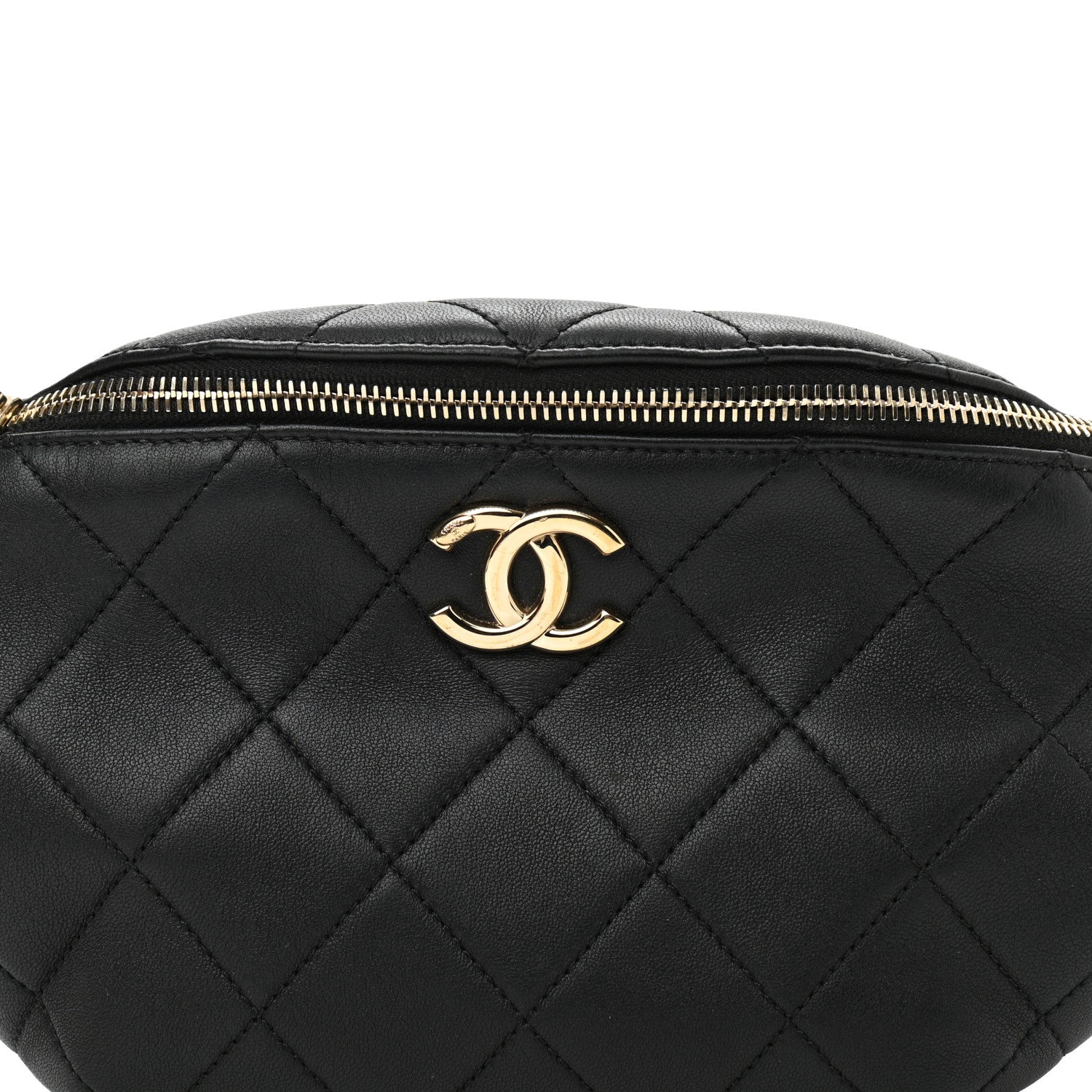 Chanel Lambskin Quilted Resin Bi-Color Waist Bag Fanny Pack Black 8 of 11