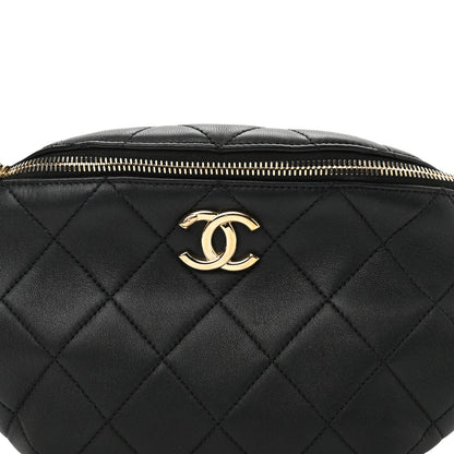 Chanel Lambskin Quilted Resin Bi-Color Waist Bag Fanny Pack Black 8 of 11