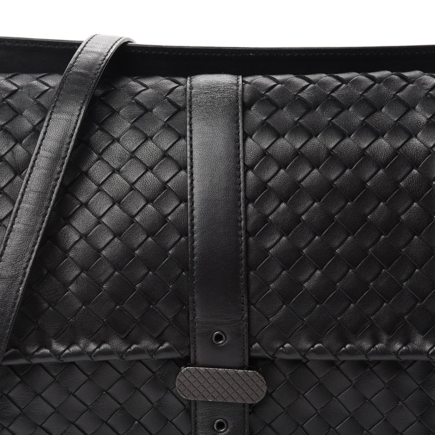Nappa Intrecciato Flap Shoulder Bag Black