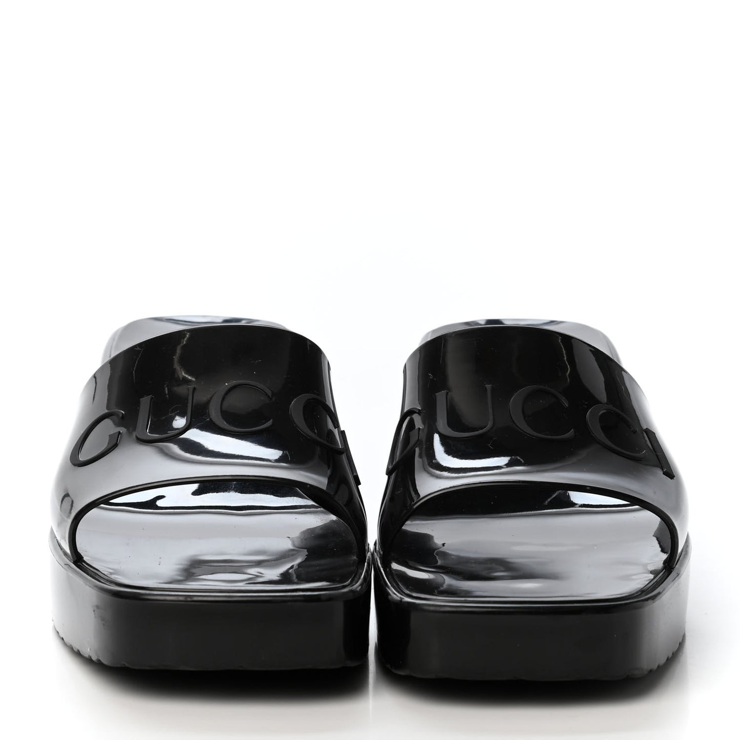 Rubber Gucci Logo Womens Platform 20/60mm Slide Sandals 37 Black