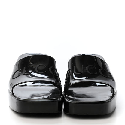 Gucci Rubber Gucci Logo Womens Platform 20/60mm Slide Sandals 37 Black 2 of 4