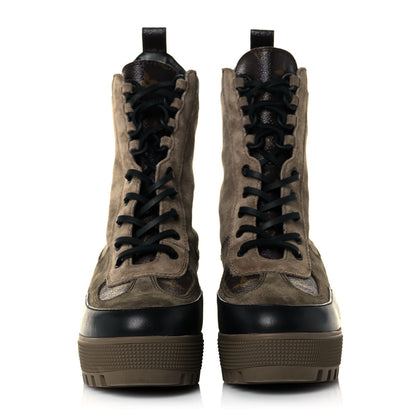 Louis Vuitton Suede Calfskin Monogram Laureate Platform Desert Boots 38.5 Taupe 2 of 8