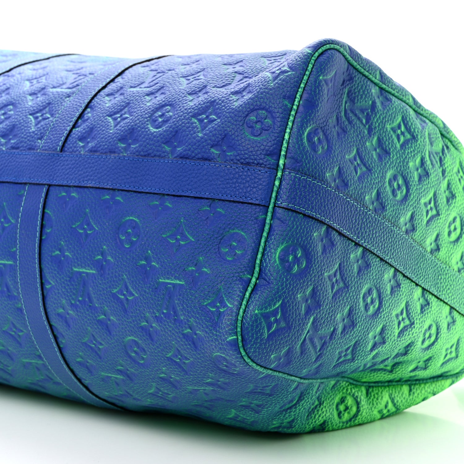 Louis Vuitton Taurillon Illusion Keepall Bandouliere 50 Bleu Vert 8 of 8