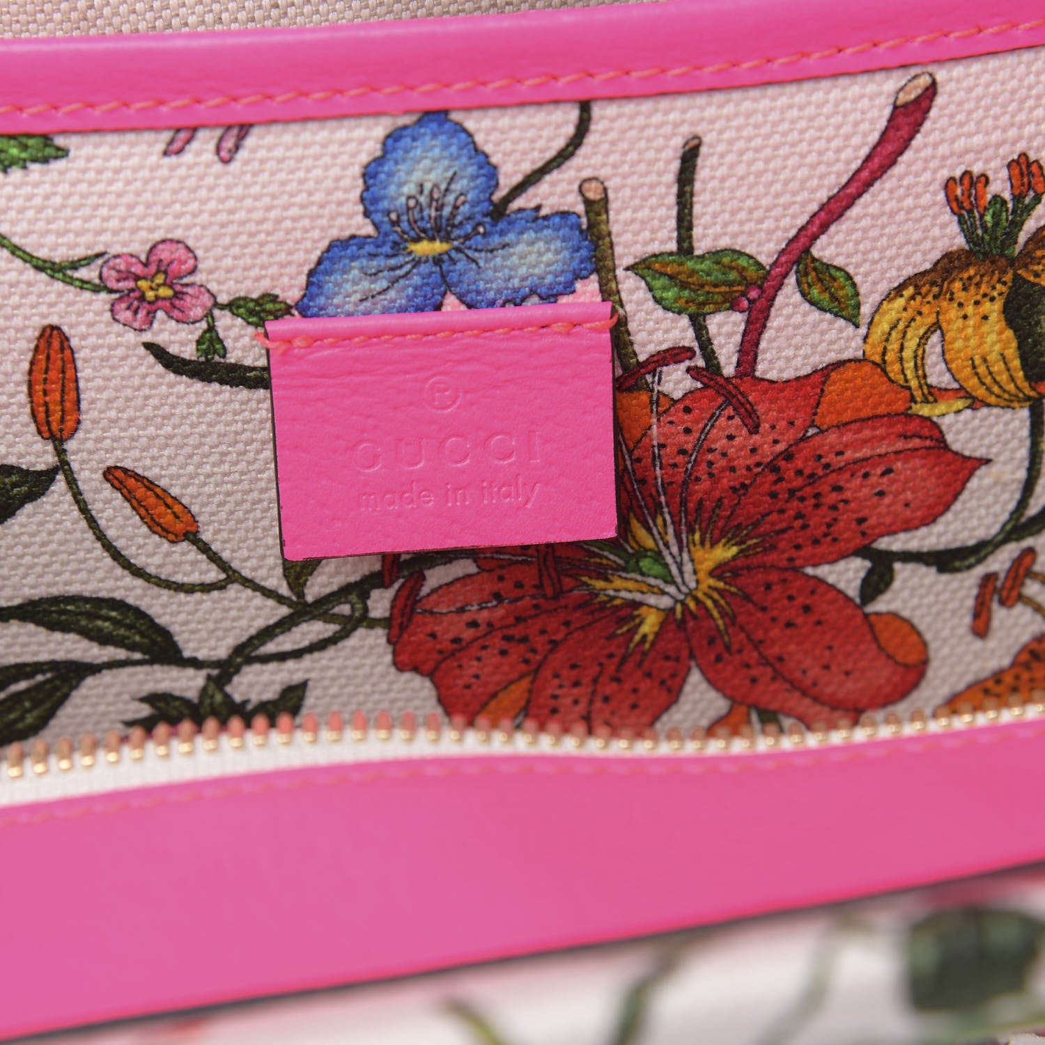 Gucci Canvas Large Flora Tote Pink Multicolor Fuchsia 6 of 10