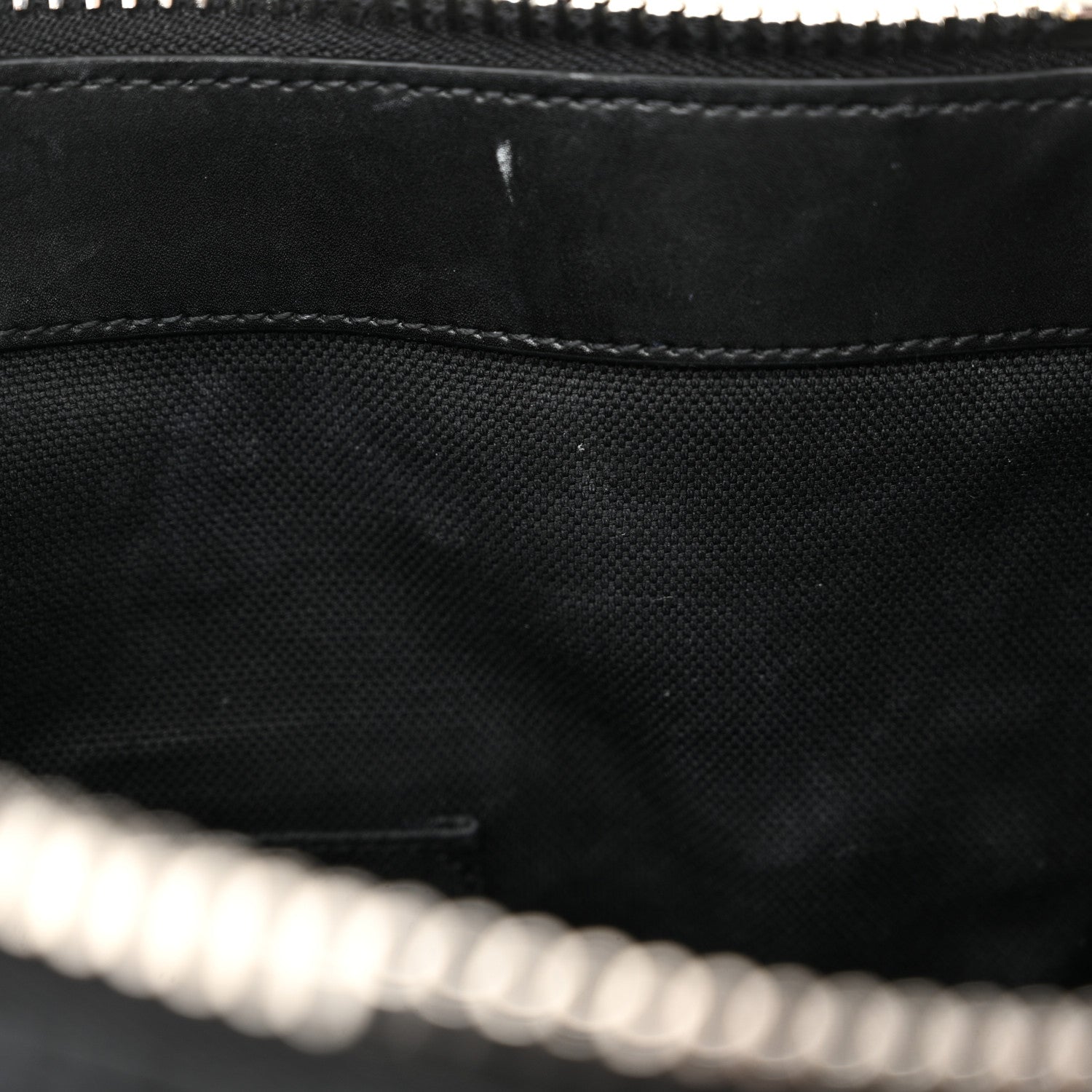 Gucci GG Supreme Monogram Appia Calfskin Web Flat Messenger Bag Black Grey 12 of 14