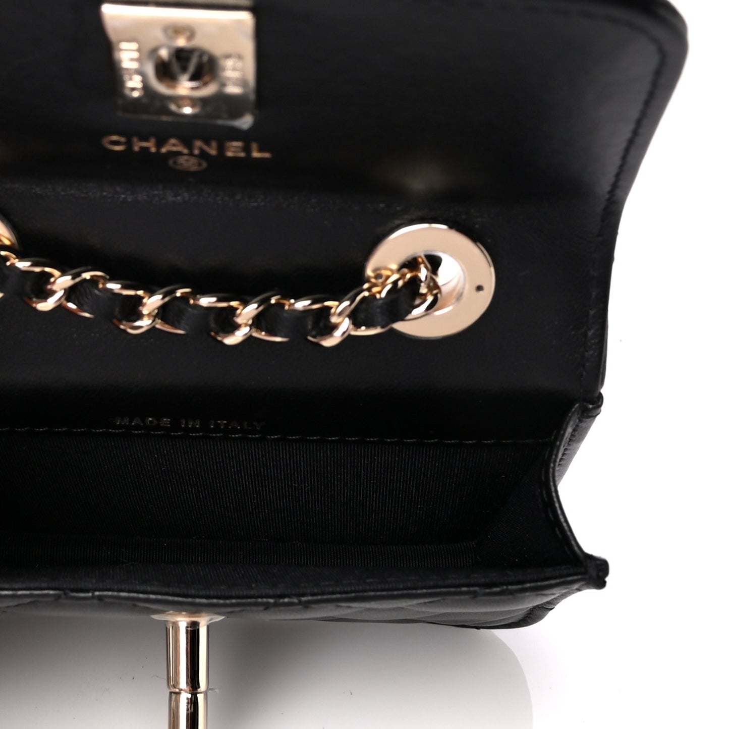 Lambskin Quilted Trendy CC Card Holder On Chain Black