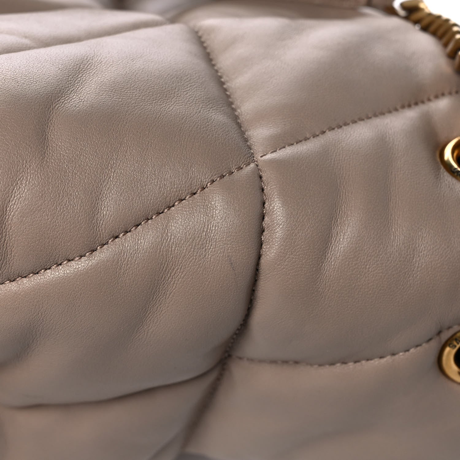 Saint Laurent Lambskin Quilted Medium Loulou Puffer Monogram Chain Satchel Dark Beige 14 of 14
