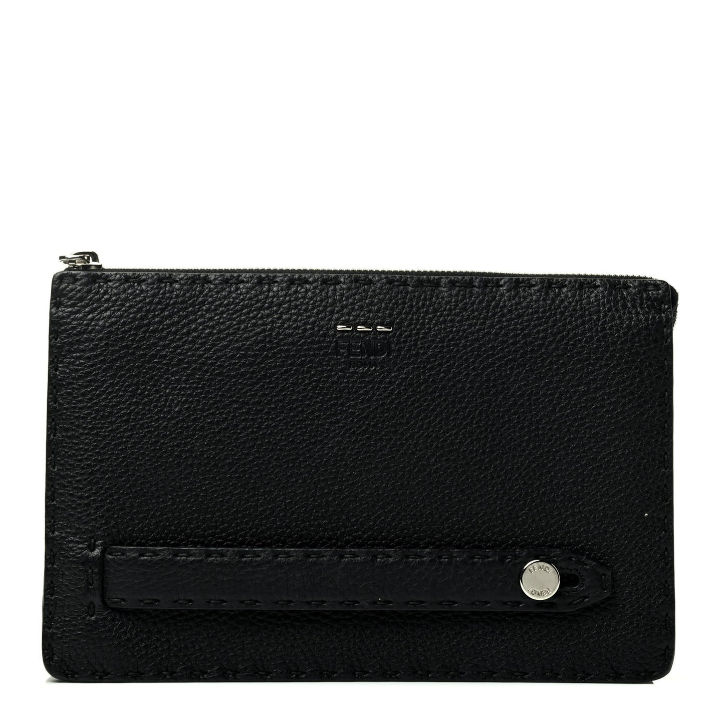 Cuoio Romano Selleria Metal Stitch Slim Clutch Black
