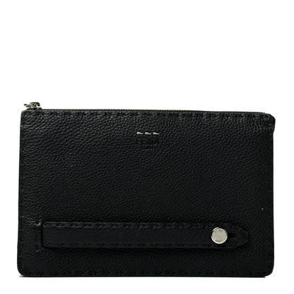 Fendi Cuoio Romano Selleria Metal Stitch Slim Clutch Black 1 of 4