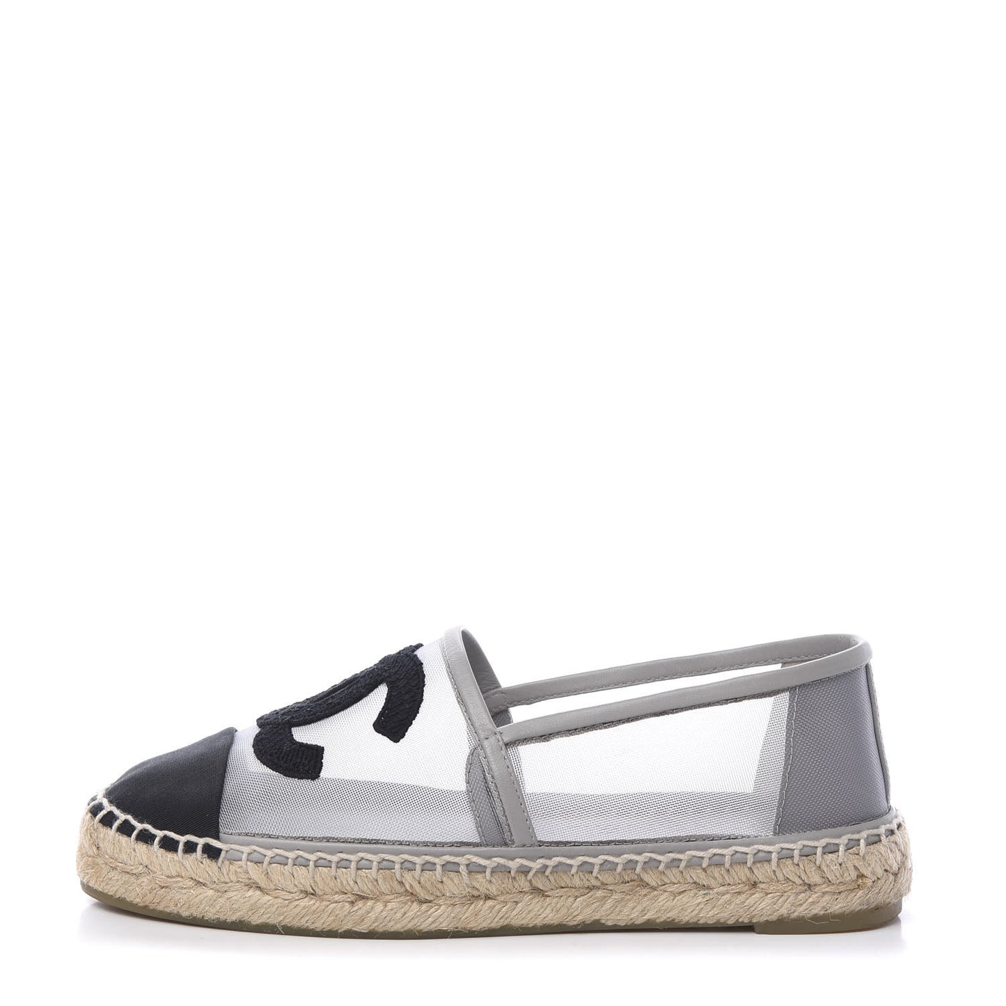 Mesh Grosgrain CC Espadrilles 36 Grey