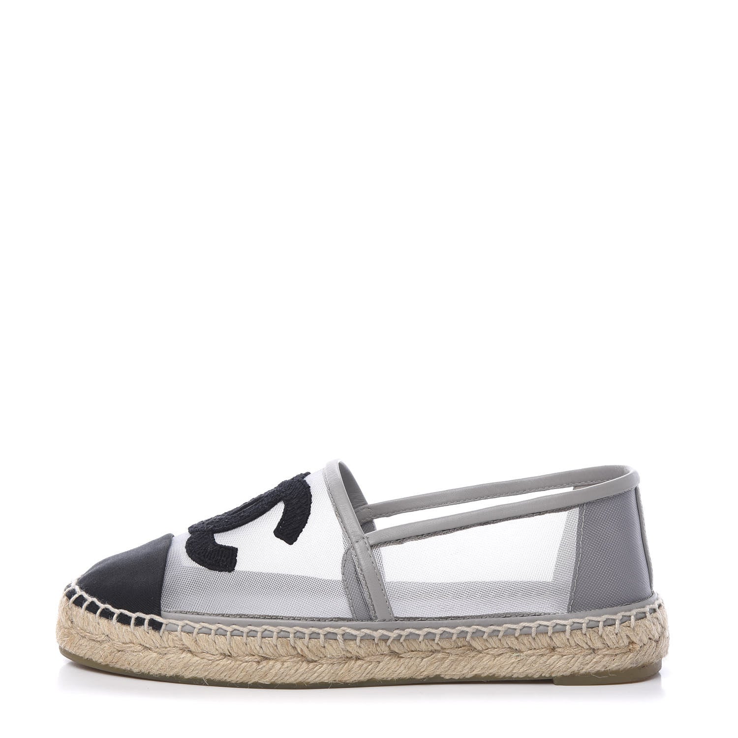 Chanel Mesh Grosgrain CC Espadrilles 36 Grey 1 of 12