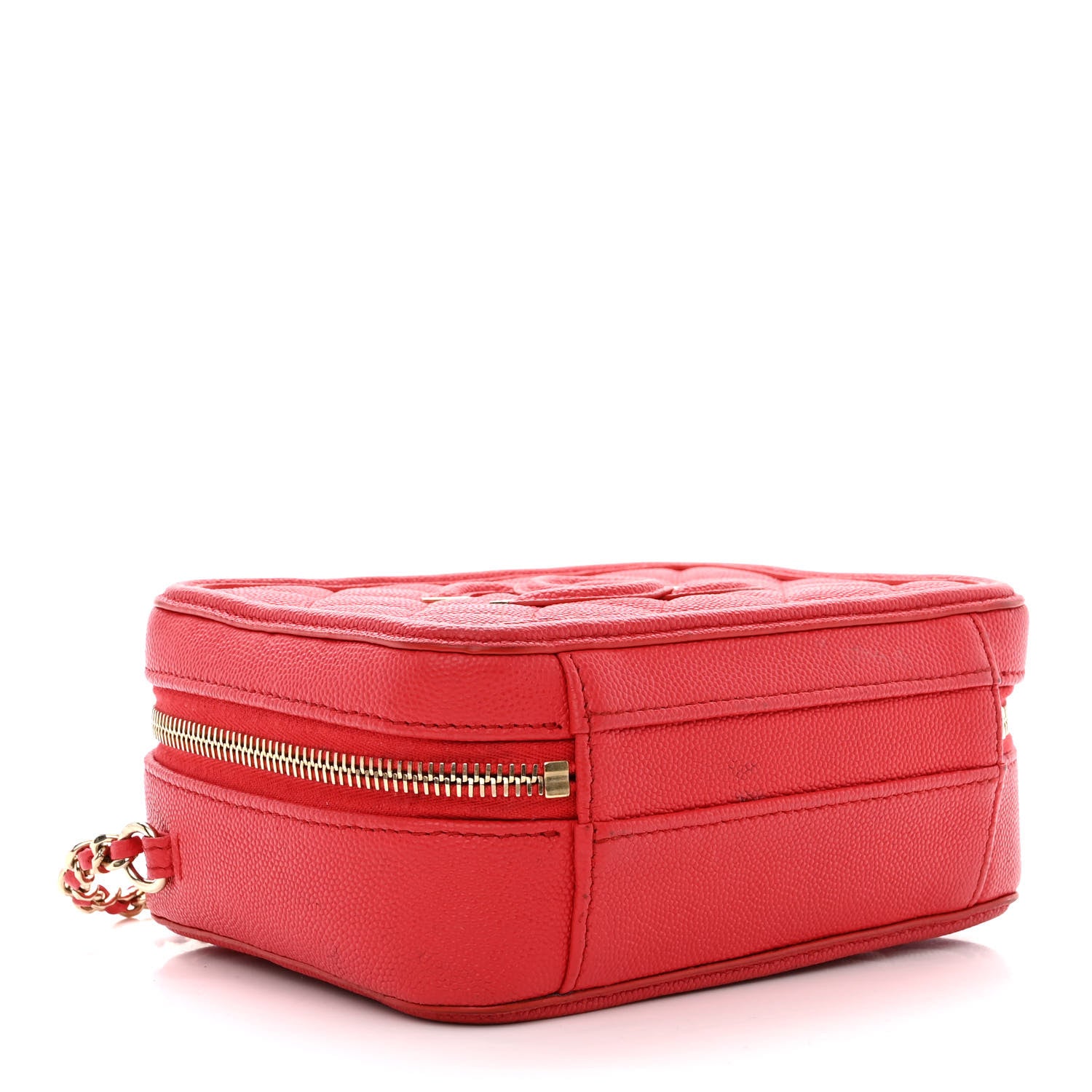 Chanel Caviar Quilted Small CC Filigree Vanity Case Red 4 of 15