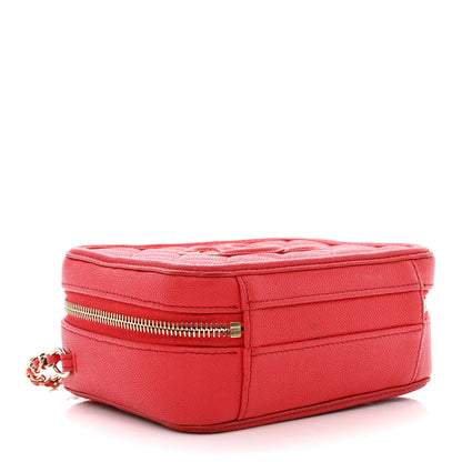Chanel Caviar Quilted Small CC Filigree Vanity Case Red 4 of 15