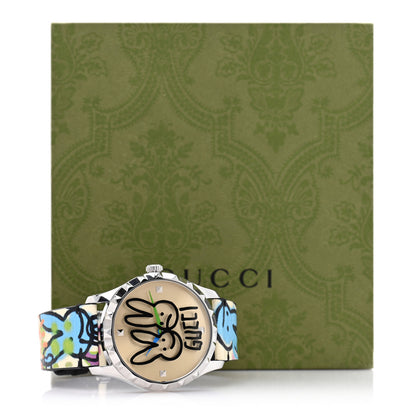 Gucci Stainless Steel Calfskin 38mm G-Timeless Capsule Collection Rabbit Quartz Watch Blue 5 of 5