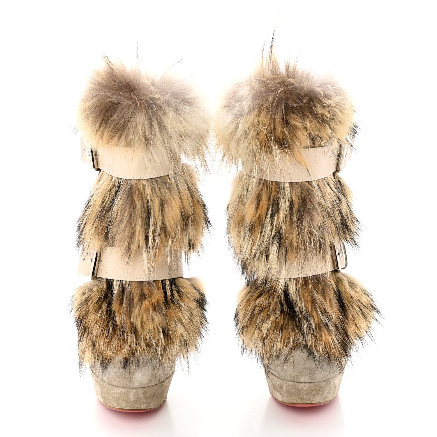 Christian Louboutin Suede Coyote Fur Toundra 140 Booties Boots 40.5 Beige 2 of 7
