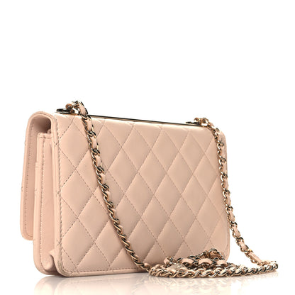 Chanel Lambskin Quilted Trendy CC Wallet On Chain WOC Light Beige 3 of 12