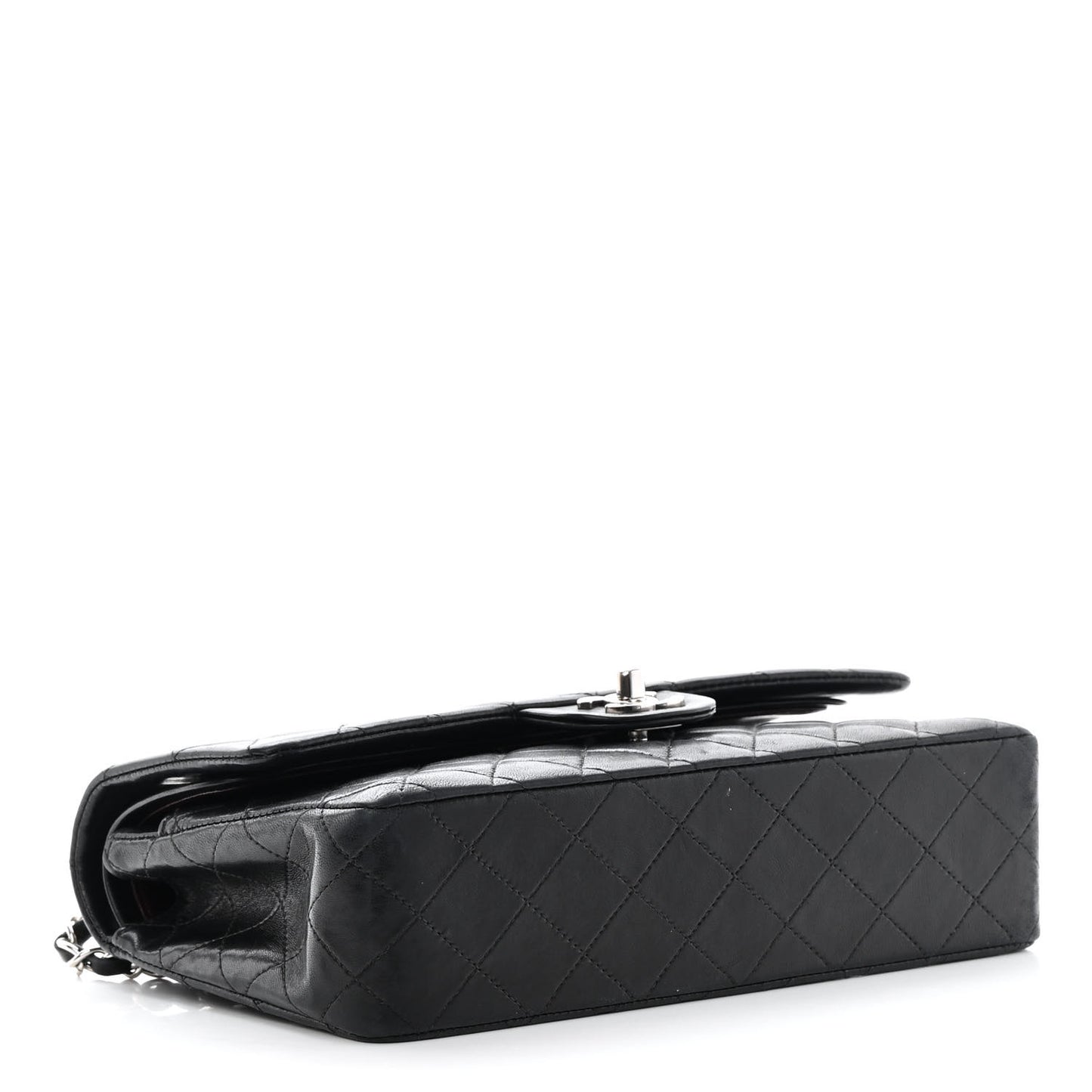 Lambskin Quilted Medium Double Flap Black