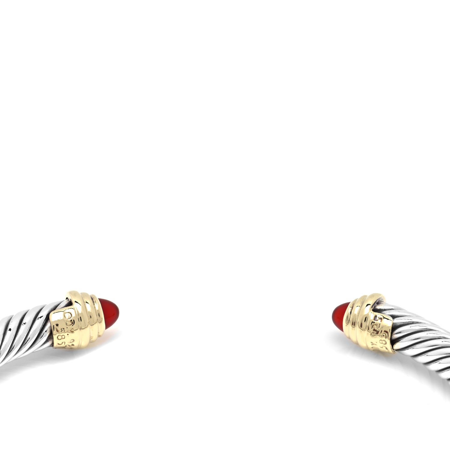 David Yurman Sterling Silver 14K Yellow Gold Carnelian 5mm Cable Classics Petite Color Bracelet 3 of 3