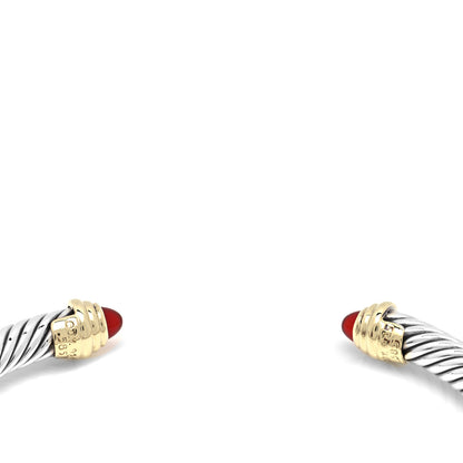 David Yurman Sterling Silver 14K Yellow Gold Carnelian 5mm Cable Classics Petite Color Bracelet 3 of 3