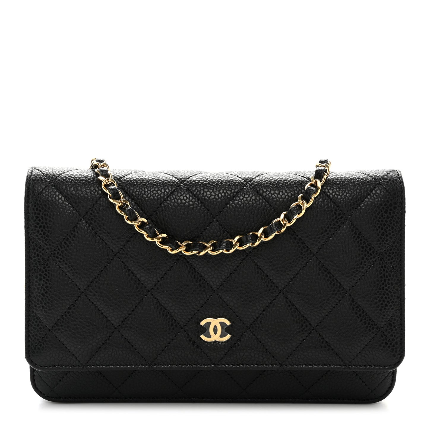 Caviar Quilted Wallet on Chain WOC Black